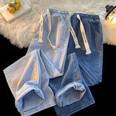 Men Jeans Straight-Leg Denim Trousers Men's Loose Casual